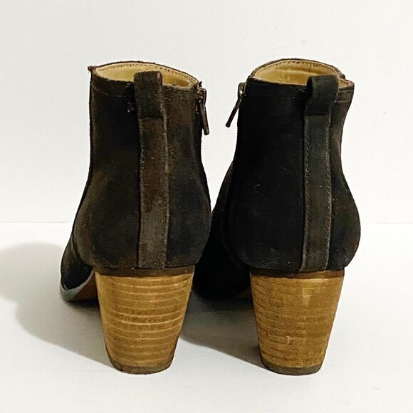 Lands’ End dark brown suede chunky heel booties, size 8 - Picture 6 of 11